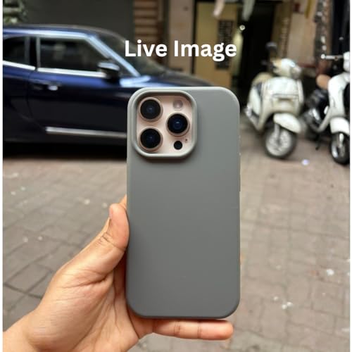 Image of Liquid Silicone Case Compatible for iPhone 15 Pro Gray | Slim Back Cover | Soft Touch Bumper | Shockproof Drop Protection | Microfiber Cloth Inside | Sleek Solid Design