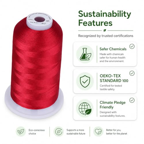 Image of Simthread 5000M 40WT Polyester Embroidery Thread, Color 807 | 5000M 40WT polyester thread feeds smoothly for machine embroidery, monograms, logos, patches and quilting.