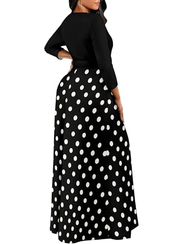 Image of PinkPatty Women's Long Sleeve Maxi Dress Plus Size Trendy Wedding Guest Dress with Pockets&Belt