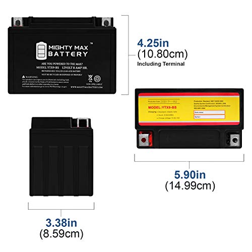 Mighty Max Battery YTX9-BS160 Ytx9-Bs Replaces Honda Atv Trx300Ex Trx400Ex 300Ex 400Ex Cbr900R Rr thumb #1