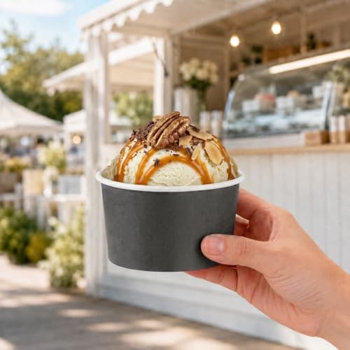 Image of Coppetta 5-Ounce Dessert Cups, 50 Disposable Ice Cream Cups - Lids Sold Separately, Sturdy, Gray Paper Frozen Yogurt Bowls, For Hot And Cold Foods, Perfect For Gelato Or Mousse - Restaurantware