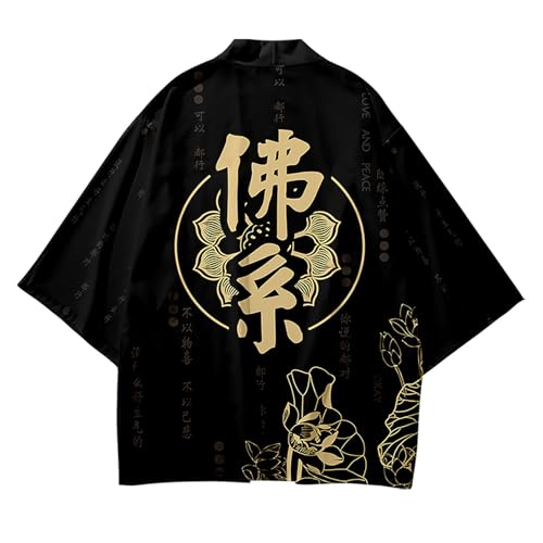 Image of Women's and Men Cardigan Jackets Lightweight Japanese Kimono Long Sleeves Open Front Coat