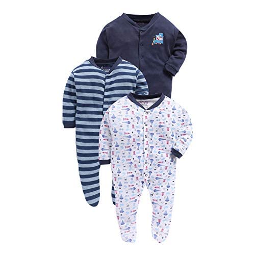 Image of Pooja Baby Rompers Sleepsuit Kid's Cotton All Over Print Night Suits Pack of 3
