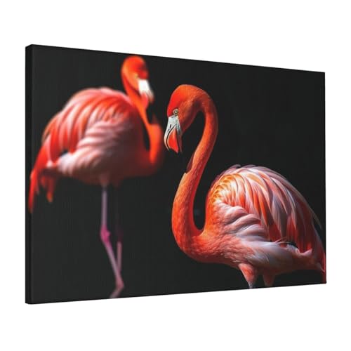 Toile flamant rose pour habiller un mur de chambre sombre