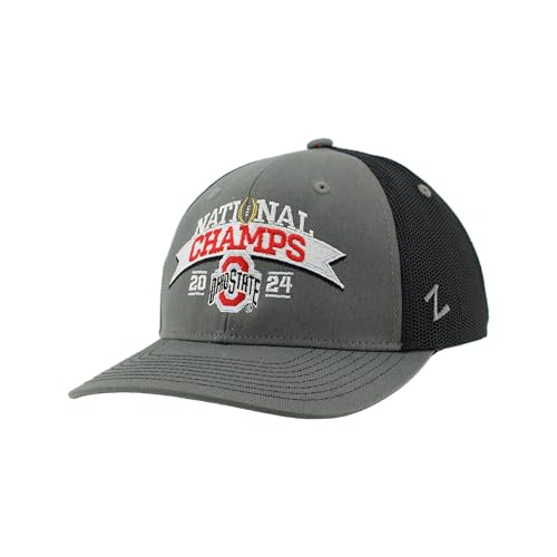 ZHATS Standard Ohio State Buckeyes National Champs 2024 Football Adjustable Snapback Hat Dakota Arch Officially Licensed, Grey