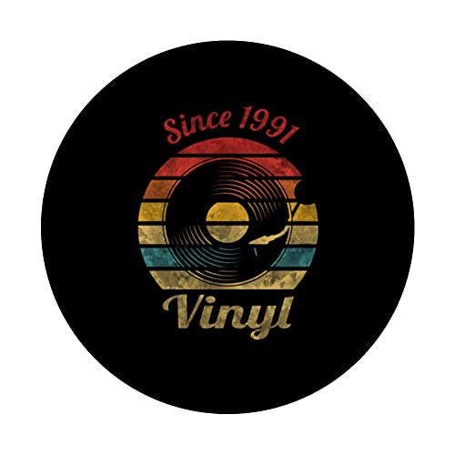 Since 1991 Vinyl Retro Record Vintage Music PopSockets Swappable PopGrip, Black - Image 3