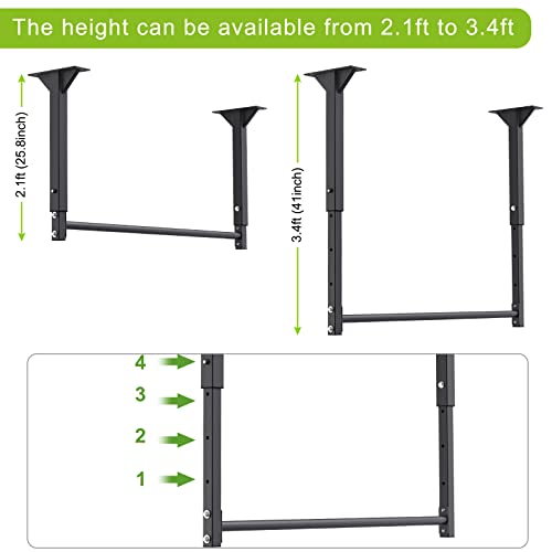 Kipika 48 Inch Ceiling Mount Pull Up Bar, 4 Levels Of Height Adjustment, Meet The Needs Of Different Exercise Spaces, 1 3/10" Comfort Grip, 500 Lb Capacity #TOP2