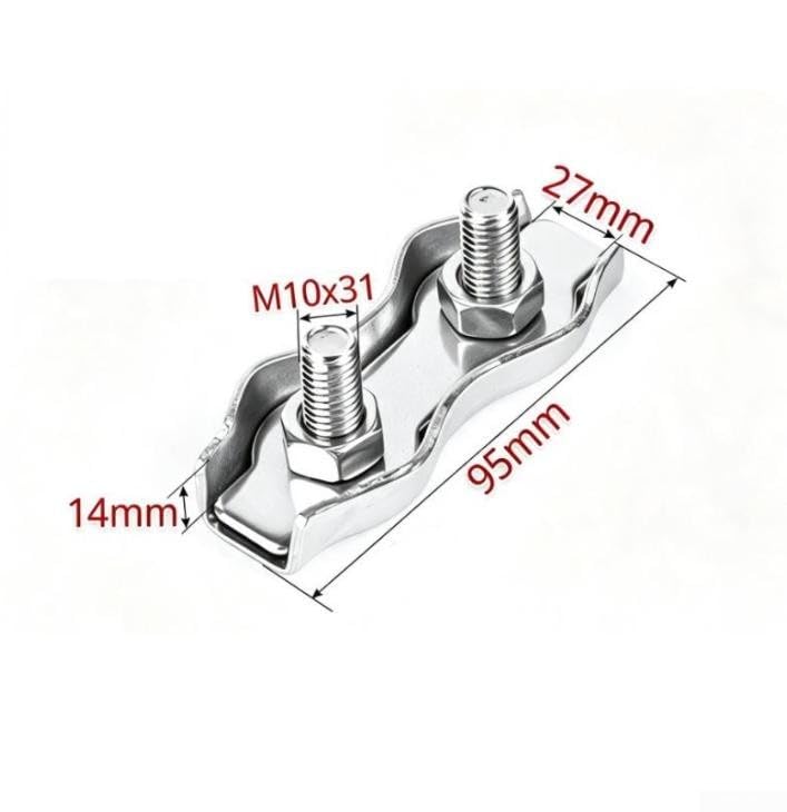 Clip Fissaggio Funi Metalliche Doppio Bullone(Double Clamp 10m)