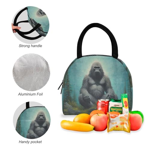 Backpack Lunch Box Set Large Capacity Travel Backpacks and Insulated Lunch Bag for Commute Hiking Picnic Meditation Gorilla Print4