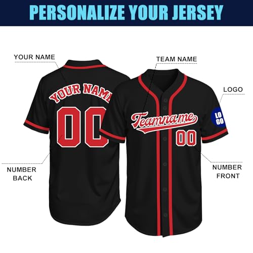 Image of Custom Baseball Jersey Personalized Stitched or Printed Name Number Baseball Shirt Sports Uniform Gifts for Men Women Youth