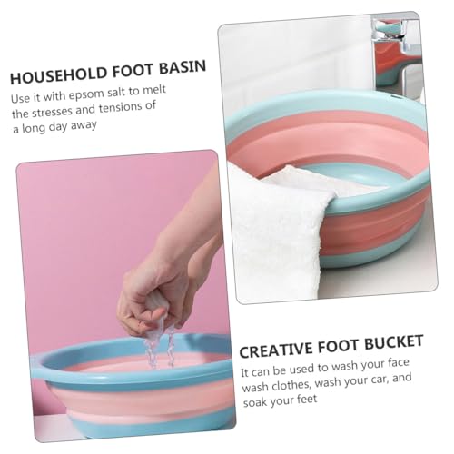 Balde plegable para pie impermeable rosa mediano miniatura 6