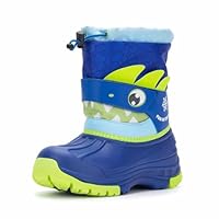 FUNCOO PLUS Kids Winter Wellies, Girls Boys Snow Boots, Warm Fleece Shark Rain Boots Children Snow Boots Wellington Boots Size 10 UK Child