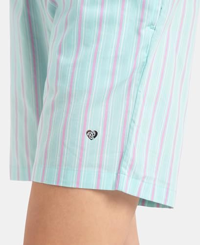 Image of Jockey RX15 Women's Super Combed Cotton Woven Relaxed Fit Checkered Shorts with Side Pockets (Prints May Vary)