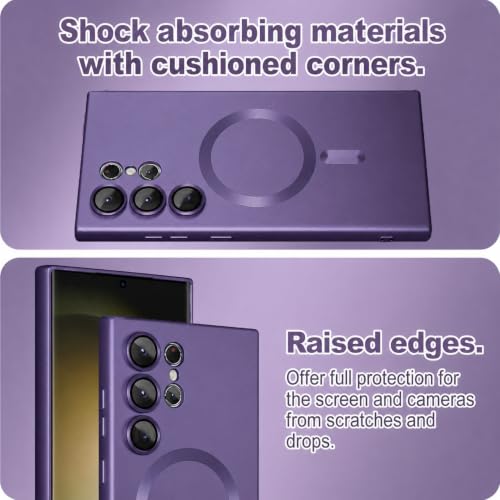 Image of DIZORO Samsung S24 Ultra Case, Compatible with Mag Safe, Matte Luxury Metallic Luster Flexible TPU Wireless Charging Shockproof Case with Camera Protector