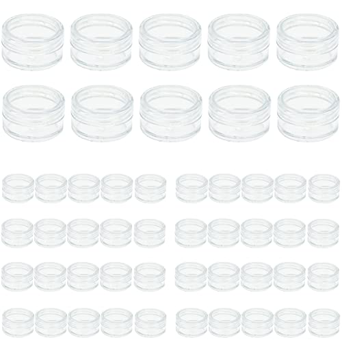 50 botes vacíos transparentes de 5 ml, Tarros cosméticos vacíos de plástico, botes de crema con tapón de rosca para cosméticos, crema, bálsamo labial