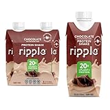 Ripple Vegan Protein Shake, Chocolate | 20g Nutritious Plant Based Pea Protein in Ready to Drink Cartons | Non-GMO, Non-Dairy, Soy Free, Gluten Free, Lactose Free | Shelf Stable | 11 Fl Oz (4 Pack)
