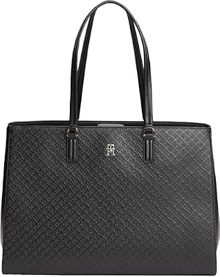 Tommy Hilfiger Donna Borsa Tote Bag Daily con Monogramma in Rilievo, Nero (Black), Taglia Unica