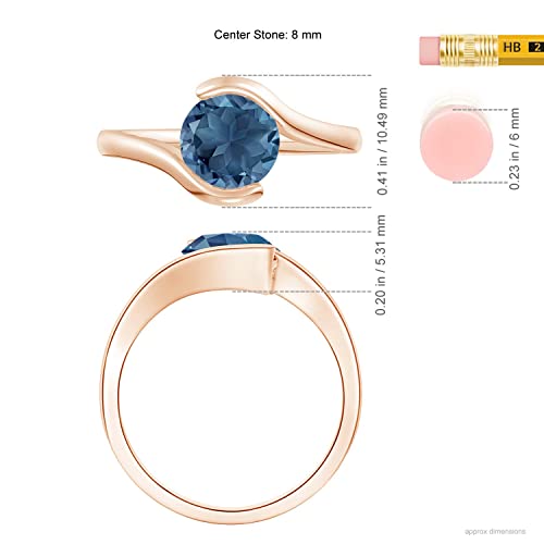 Angara Semi Bezel-Set Solitaire Round London Blue Topaz Bypass Ring In 14K Rose Gold (8Mm London Blue Topaz) #TOP4