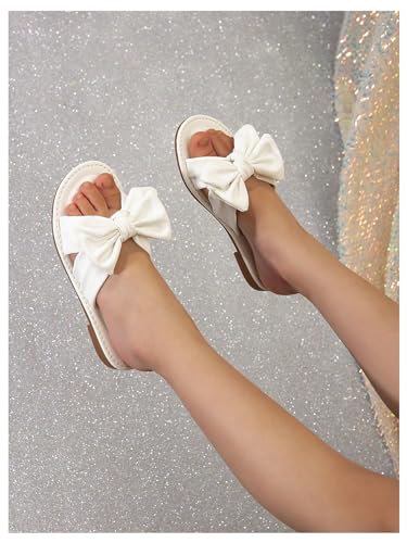 Image of GORGLITTER Girl's Slip on Sandals Bow Sandals Round Open Toe Beach Sandals