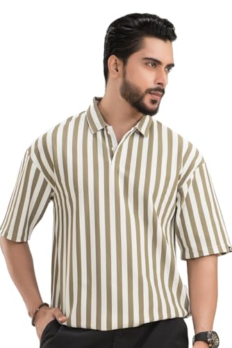 Image of Imperial Striped Off Shoulder Polo T-Shirt