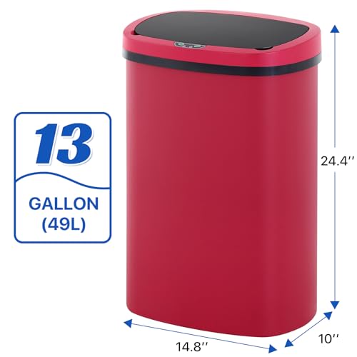 Bote de basura Dkelincs 13 gal Oval con sensor rojo miniatura 6