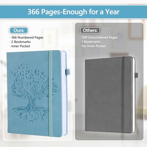 Journal Notebook with 365 Numbered Pages, Large A5 College Ruled Notebook for Work, Hardcover Leather Journal for Women Men, Lined Journals Notebook with Index Stickers for Writing image 4