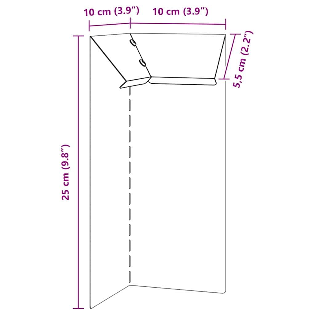 Schneckenzaun 4 Stück rostiger Wetterfeststahl 10 x 10 x 25 cm mit Erdspieß, flexible Beetumrandung und Rasenkante für Terrasse, Vorgarten, Landschaftsbau als Mähkante und Wurzelsperre
