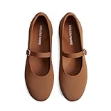 DREAM PAIRS Women's Mary Jane Ballet Flat Shoes Dressy Foldable Knit Flats with Arch Support Comfortable for Casual Work Office,Size 9.5,Brown,DWUMFA2519