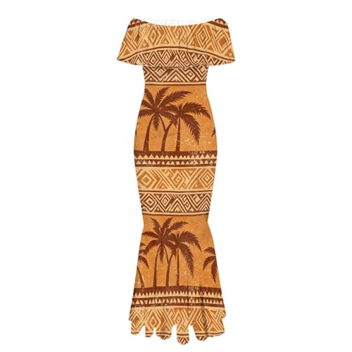 Image of Polynesian for Women S-7XL Off Shoulder Maxi Dress Hawaiian Summer Dresses