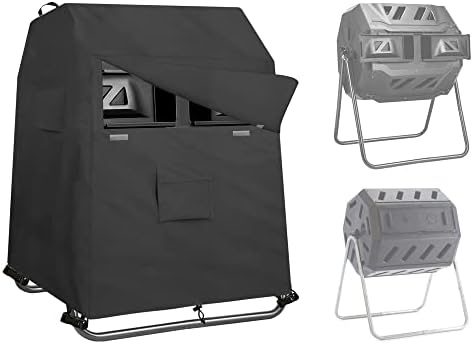 Outdoor Compost Bin Cover,Heavy Duty Waterproof Compost Tumbler Cover,Suitable for 37-43 Gallon Outdoor Dual Chamber Tumbling Composter（Only Cover）