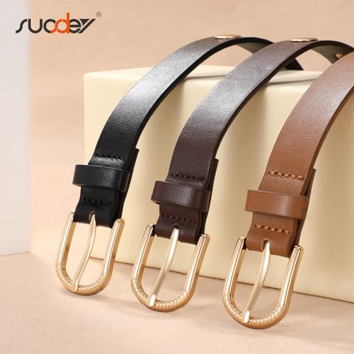 SUOSDEY Women Studded Belt Fashion Leather Belt Ladies Waist Belt Silver Gold Buckle Belt for Jeans Pants Dresses4