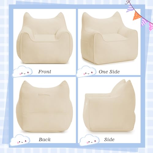 HOMMPA Kids Bean Bag Chair Toddler Boy and Girl Seat Memory Foam Sofa Corduroy Fabric Bean Bag Chairs for Playroom, Living Room, Bedroom,Beige - image 7