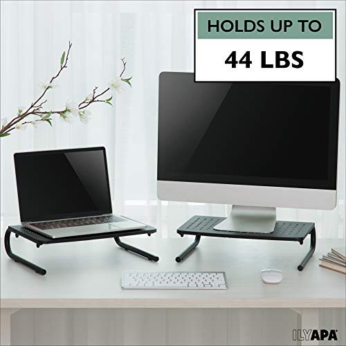 image for Ilyapa lyapa Monitor Stand Riser for Laptop Computer - 2 Pack Black Ve