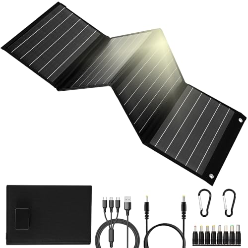 DONGINDAR 40W Foldable Solar Panel Charger,25% High Efficiency Portable N Type Cell,USB-C/USB-A/DC12V MPPT Fast Charging, IP67 Waterproof Lightweight Solar Charger for Outdoor Travel Emergency