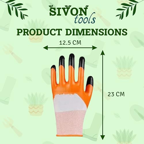 Image of SIVON Gardening Gloves for Digging & Planting | Cut Resistant Gloves for Nursery Plants | Reusable Garden Farming Gloves | Gloves for Digging, Planting & Pruning