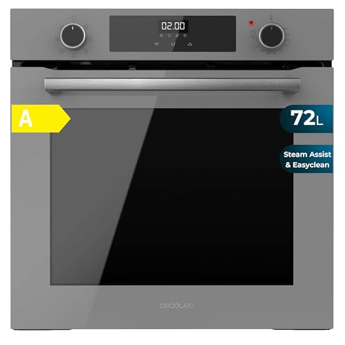 Cecotec Horno Multifunción Integrable 60cm Bolero Hexa M226000 Glass Grey A. 2800W, 72L, 7 Funciones, Modo Grill, Fan Assisted Grill, Modo Convección, Defrost, Steam Base X2, Steam EasyClean y Assist