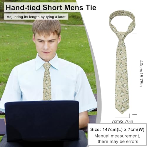 Image of Luckyvestir Mens Ties, Sage /Dusty Blue /Pink Floral Ties for Men, 2.76 inch Cotton Flower Necktie for Wedding /Groomsmen /Party