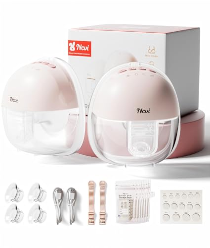 Image of NCVI Wearable Breast Pump, Hands Free Electric Breast Pump with 4 Modes & 9 Levels Suction, Portable Breast Pump Ultra Quiet <42dB, 150min Battery Life, 19/21/24mm Flange, Breastfeeding Pump for Moms