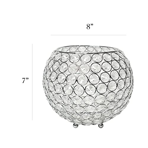 Elegant Designs Hg1008-Chr Elipse Crystal Circular Bowl Candle Holder, Flower Vase, Wedding Centerpiece, Favor, 7 Inch, Chrome #TOP2