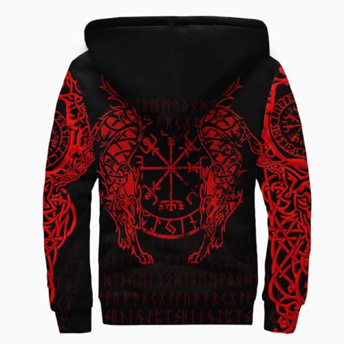 Men's Viking Padded Hoodie, 3D Printing Unisex Large Size Jacket Sweatshirt Jacket3