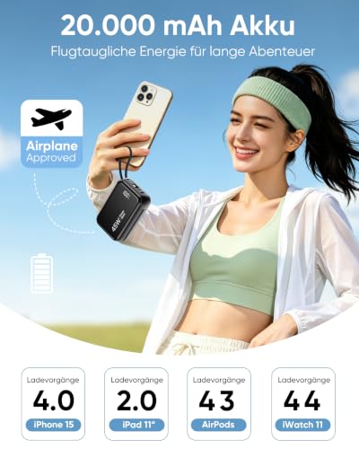 45W Power Bank, Klein 20000mAh Schnellladung Externe Handyakkus – Ansicht 6