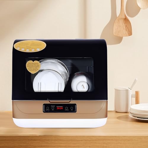 Portable Countertop Dishwasher 785W - 5 Cleaning Programs, 360° Dual Spray, Compact Mini Dishwasher for Home, Kitchen, Apartments, RVs - Efficient Deep Cleaning Solution