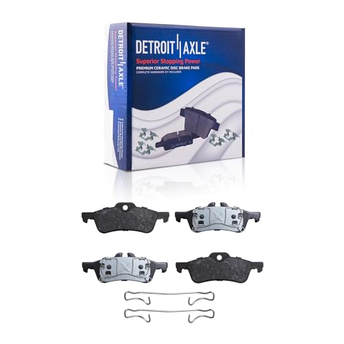 Image of Detroit Axle - Brake Pads for 2002-2008 Mini Cooper Front and Rear Ceramic Brake Pads with Hardware 2003 2004 2005 2006 2007 Replacement