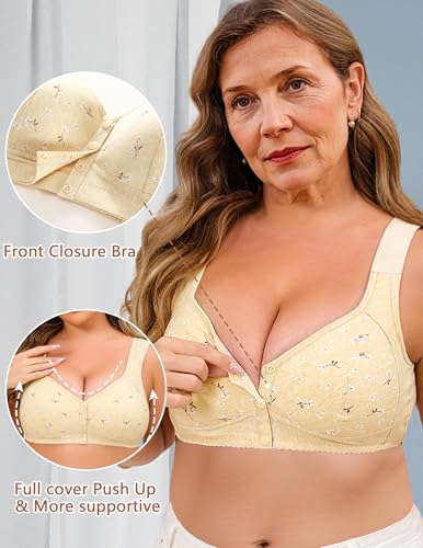 Wireless Bras for Women No Underwire Front Closure Push Up Bra Plus Size Comfortable Sleep Older Womens Bras2