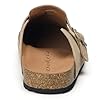 Dokela Clogs Pantoletten Herren Damen Leder Hausschuhe Kork-Fußbett Mules Bequeme Latschen Classic Geschlossene Schlappen, Aprikose, 38 EU #2