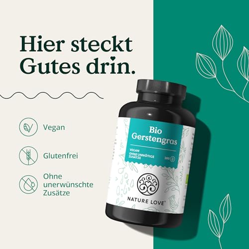Gerstengras Nature Love Bio – 1500 mg pro Tagesdosis in 180 Kapseln