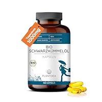 PlantDEA Bio Schwarzkümmelöl Kapseln I 2000mg Tagesdosis I 180 Kapseln hochdosiert I laborgeprüft I Bio Schwarzkümmelöl Pulver I veganes Präparat I Ohne Zusätze