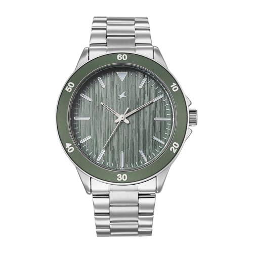 Image of Fastrack Stunners X Quartz Analog with Green Dial Steel Stainless Steel Strap Watch for Men - 38160KM02