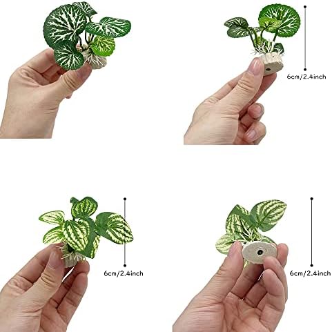 Smoothedo-Pets Fish Tank Decorations Aquarium Decor Ornaments Betta Silk Leaf Pad Hammock Artifical Rock Cave Goldfish Bwowl Accessories Driftwood (Mix-Leaf-Set-C) - 5