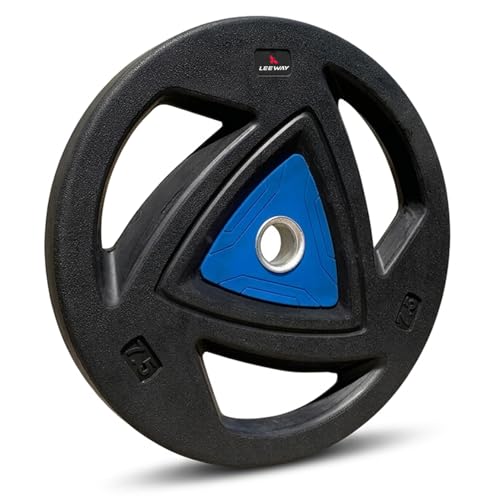 Image of LEEWAY Standard Barbell Weight Plates (7.5kg x 2) | 31mm Hole | Tri Grip Handle Gym Plates for Home Workout | Rubber Coated | Barbell & Dumbbell Compatible (Black, 7.5kg Pair (7.5X2))